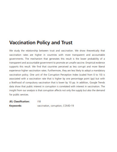 vaccine policy and statement