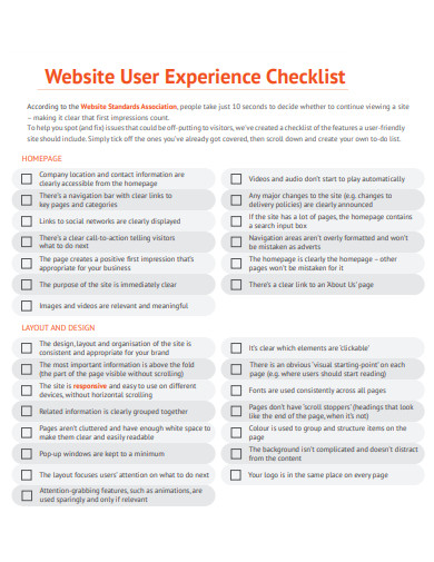website user experience checklist