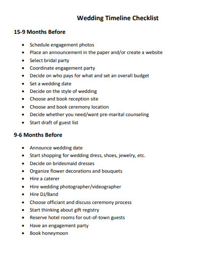 wedding timeline checklist
