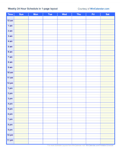 weekly 24 hour schedule 