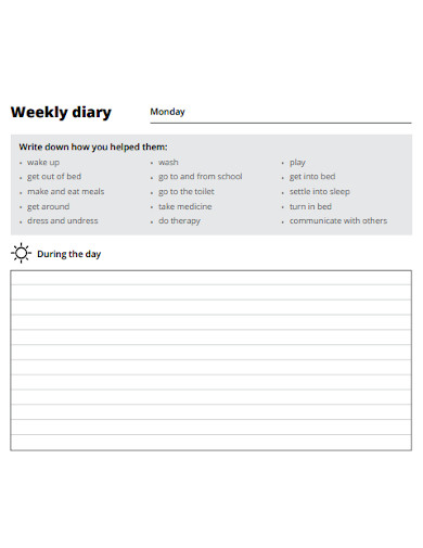 weekly diary sample