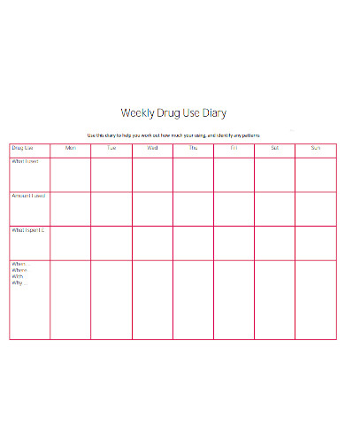 weekly drug use diary