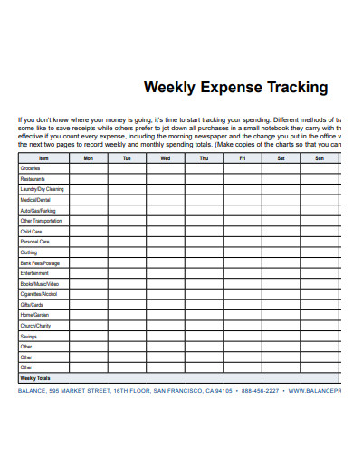 weekly expense tracker