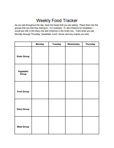 weekly food trackers