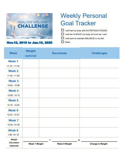 weekly personal goal tracker