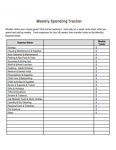 weekly spending tracker