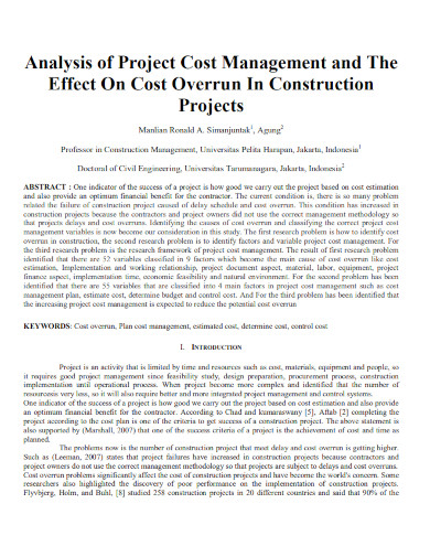 analysis of project cost management