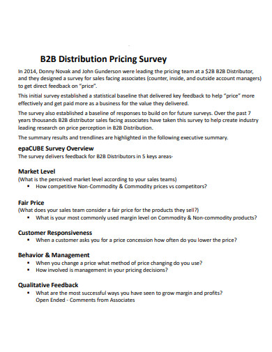 b2b distribution pricing survey