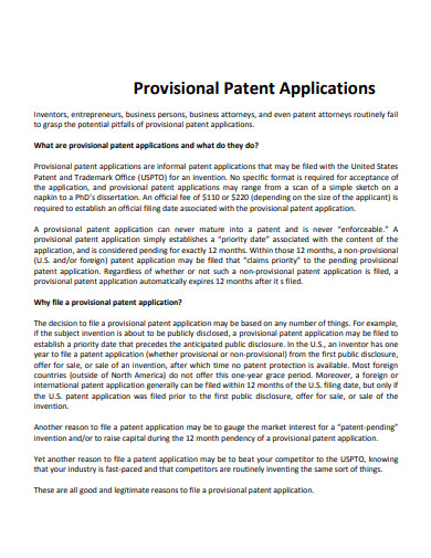 basic provisional patent application