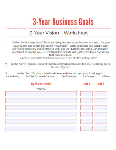 business goals worksheet