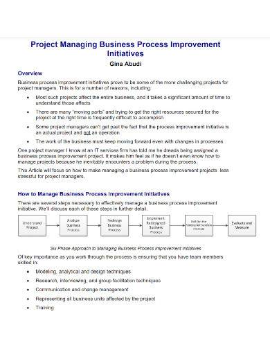 business process improvement initiatives
