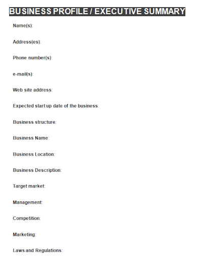 business profile executive summary