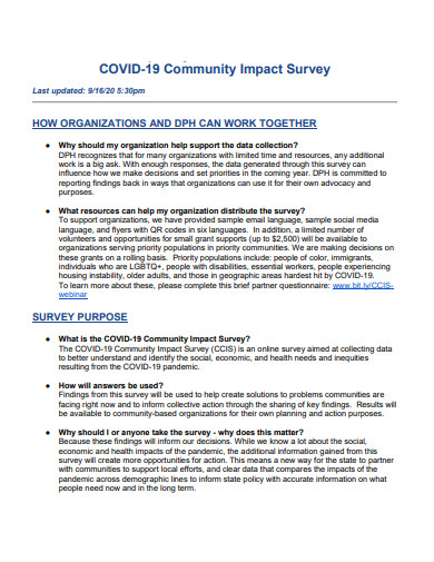 covid 19 community impact survey