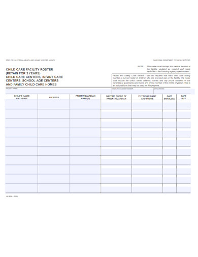 child care roster form