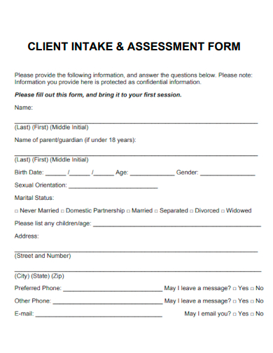 client intake assessment form