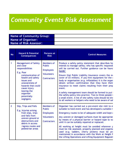 community events risk assessment