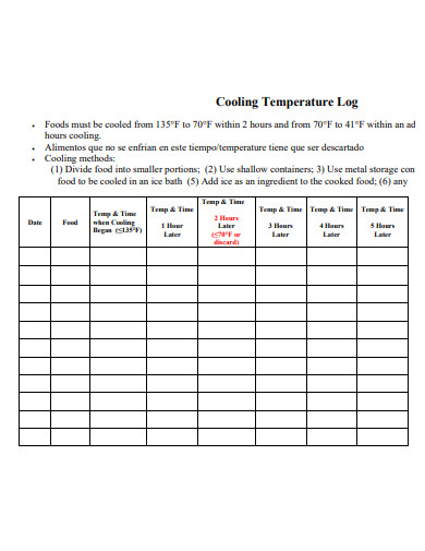 cooling temperature log