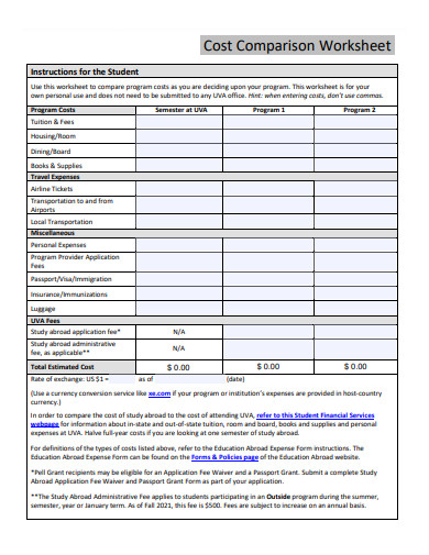 FREE 10 Cost Comparison Samples In PDF MS Word