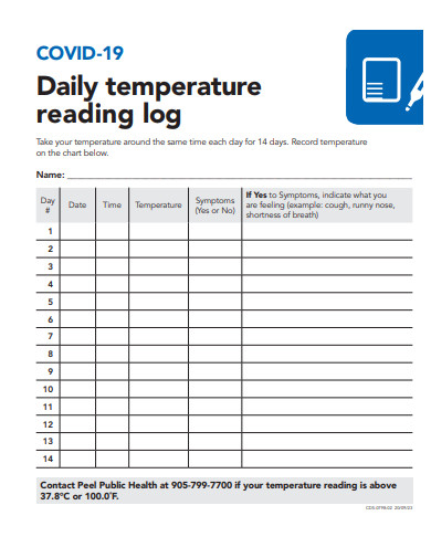 daily temperature reading log