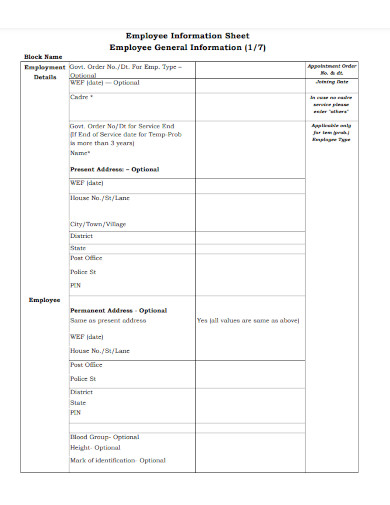 employee information sheet example1