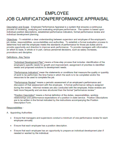employee job clarification performance appraisal