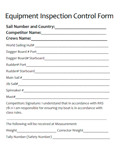equipment inspection control form