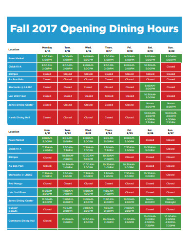 fall opening hours