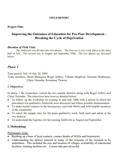 FREE 19 Field Report Samples In PDF Word