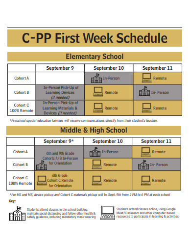 first week schedule