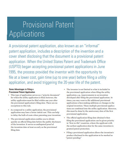formal provisional patent application