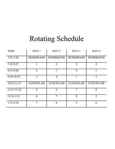 formal rotating schedule