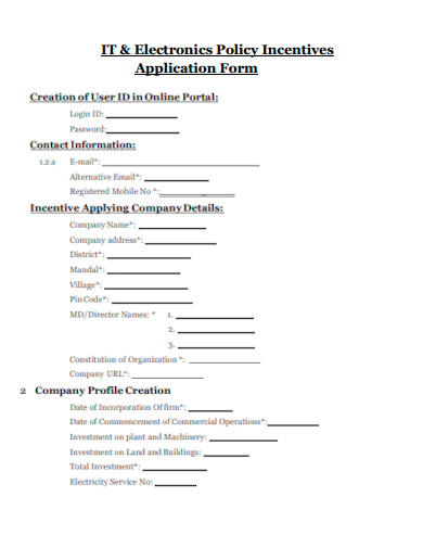 it electronics policy incentives application form