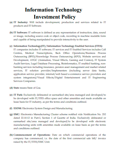 information technology investment policy