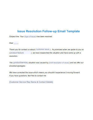 issue resolution follow up email template