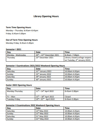 library opening hours