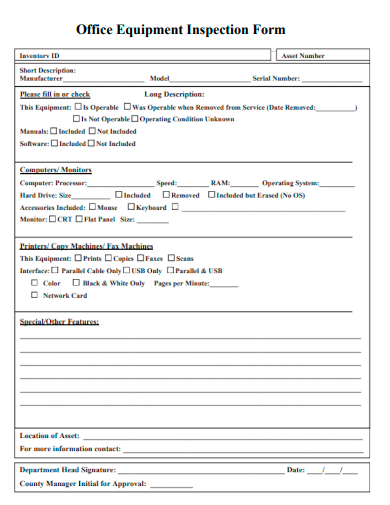 office equipment inspection form