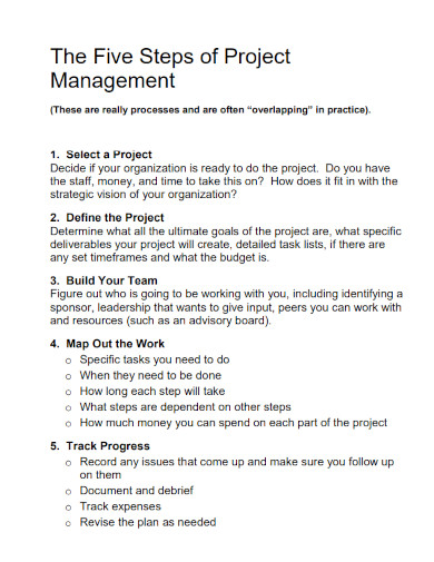 outline for project management workshop