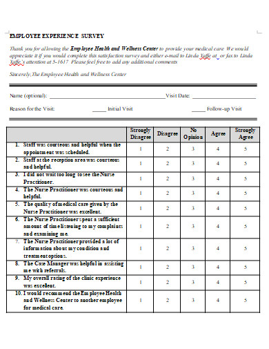printable employee experience survey