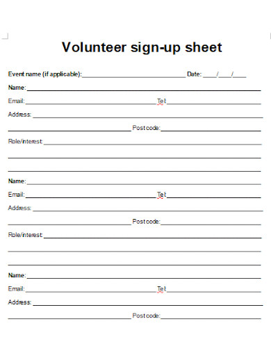printable event sign up sheet