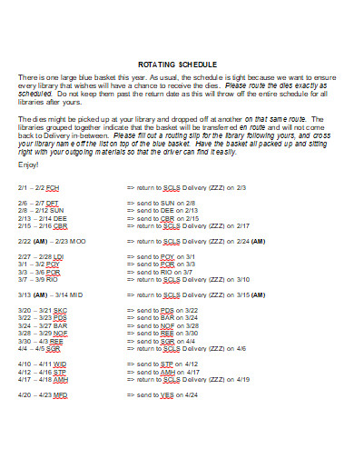 printable rotating schedule