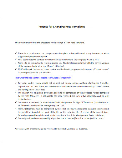 process for changing rota templates