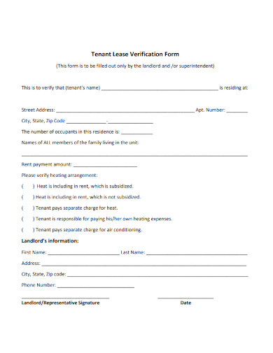 rental lease verification form