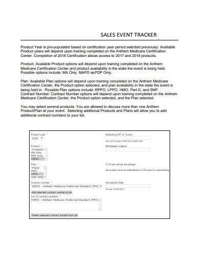 sales event tracker
