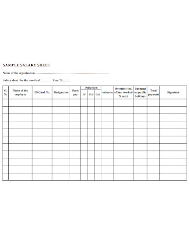 sample salary sheet 