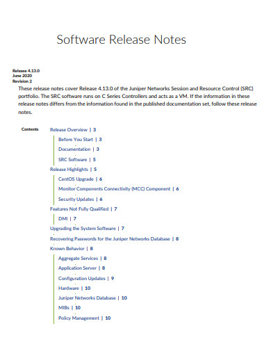 sample software release notes