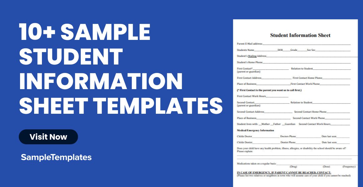 Sample Student Information Sheet Templates