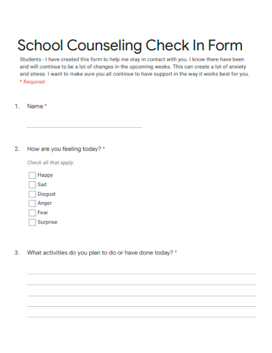 school counseling check in form