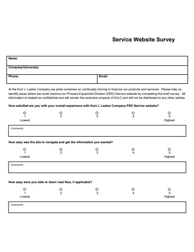 service website survey