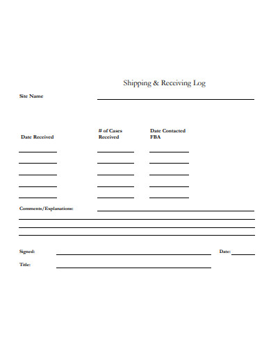 shipping and recieving log