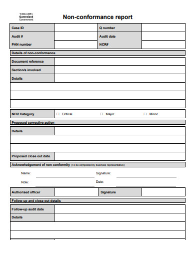 simple non conformance report